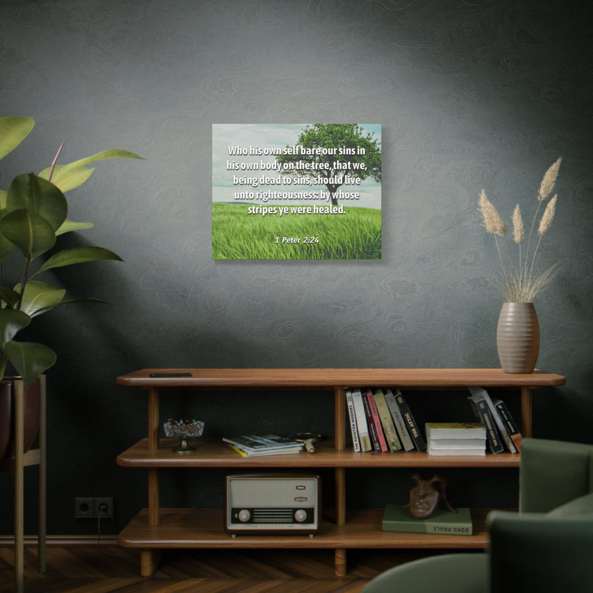 Scripture Canvas Live Unto Righteousness 1 Peter 2:24 Christian Wall Art Bible Verse Print Ready to Hang