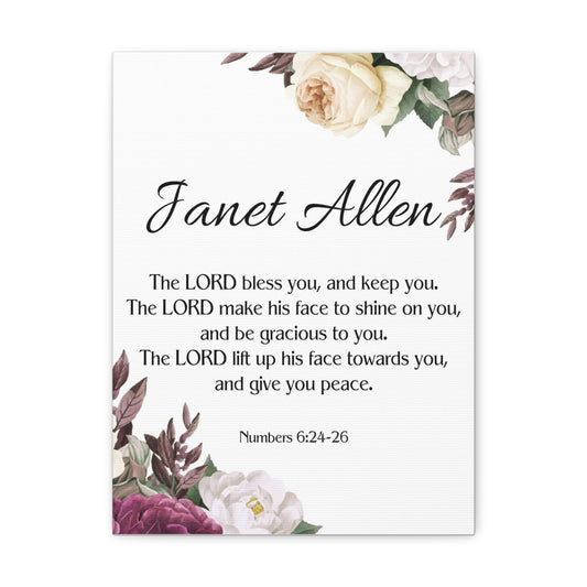 Personalized Numbers 6:24-26 Bible Chapter Canvas Christian Wall Art Ready to Hang