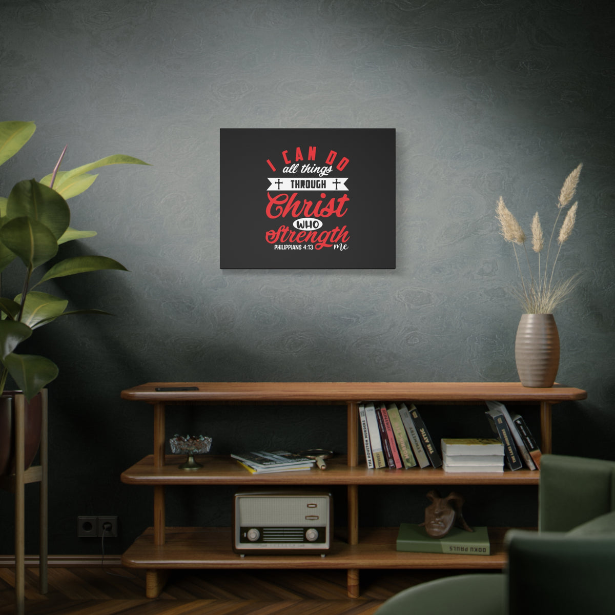 Scripture Canvas Strengthen Philippians 4:13 Christian Wall Art Bible Verse Print Ready to Hang