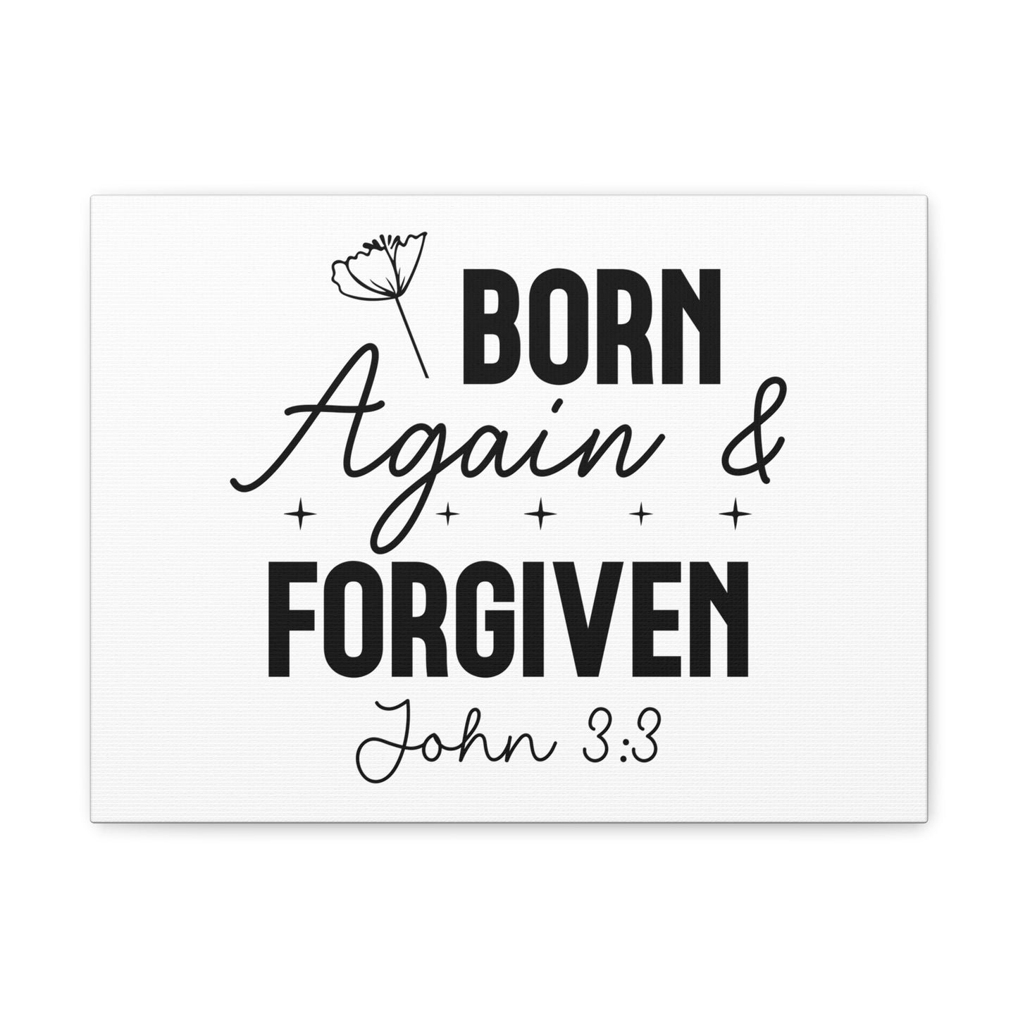 John 3:3 Born Again and Forgiven Bible Verse Canvas Christian Wall Art Ready to Hang Unframed