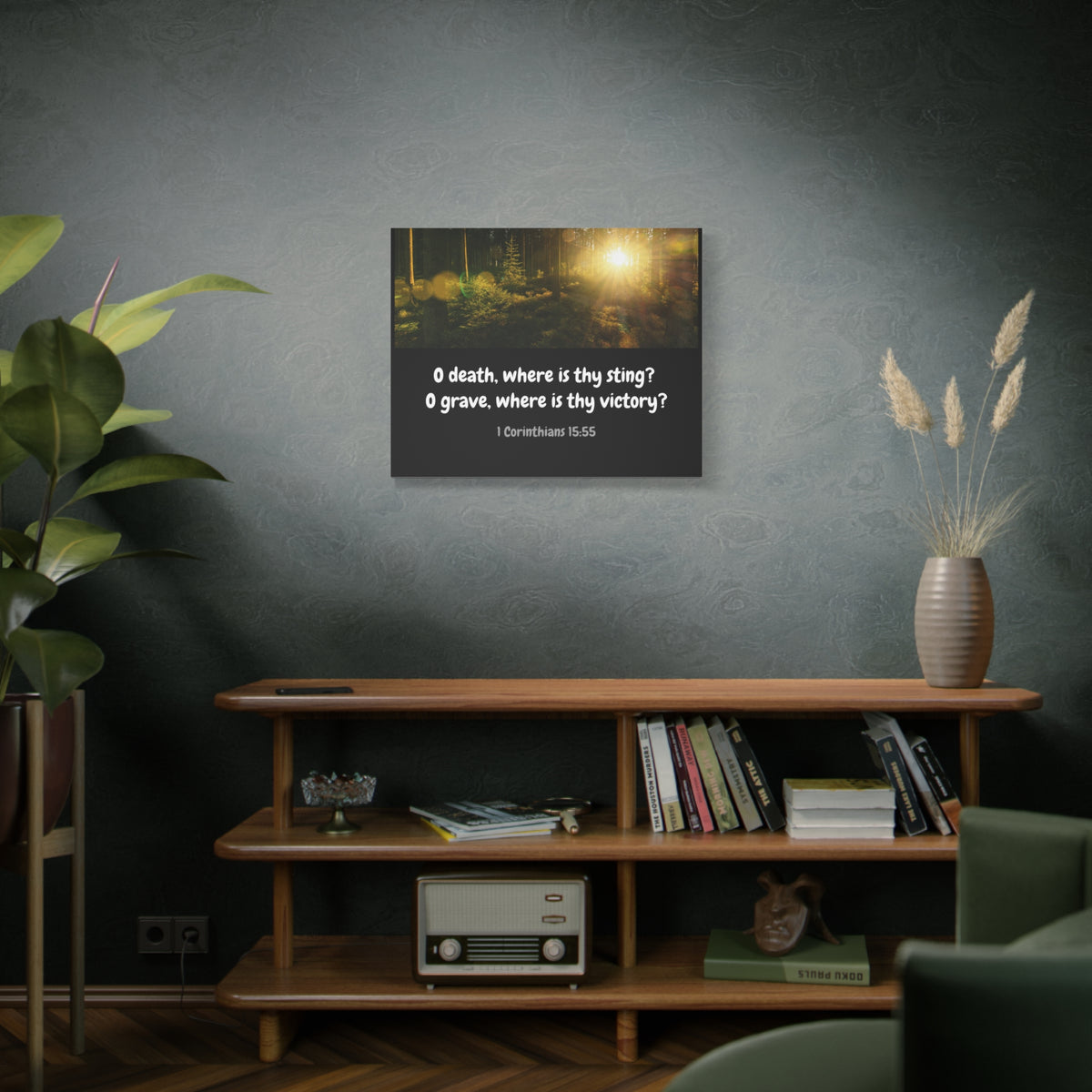 Scripture Canvas Victory Over Death 1 Corinthians 15:55 Christian Wall Art Bible Verse Print Ready to Hang