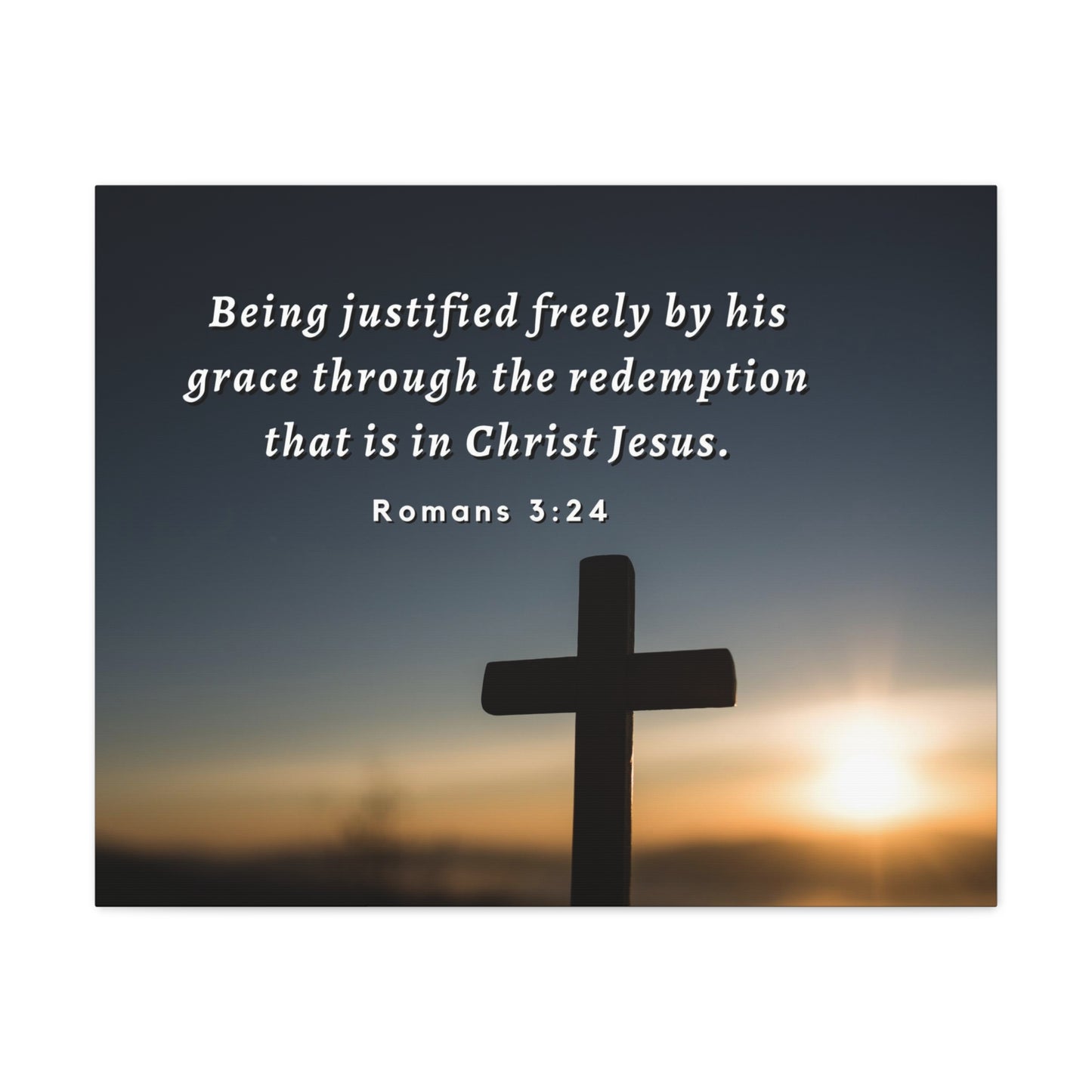 Redeemed Romans 3:24 Bible Verse Canvas Christian Wall Art Ready to Hang