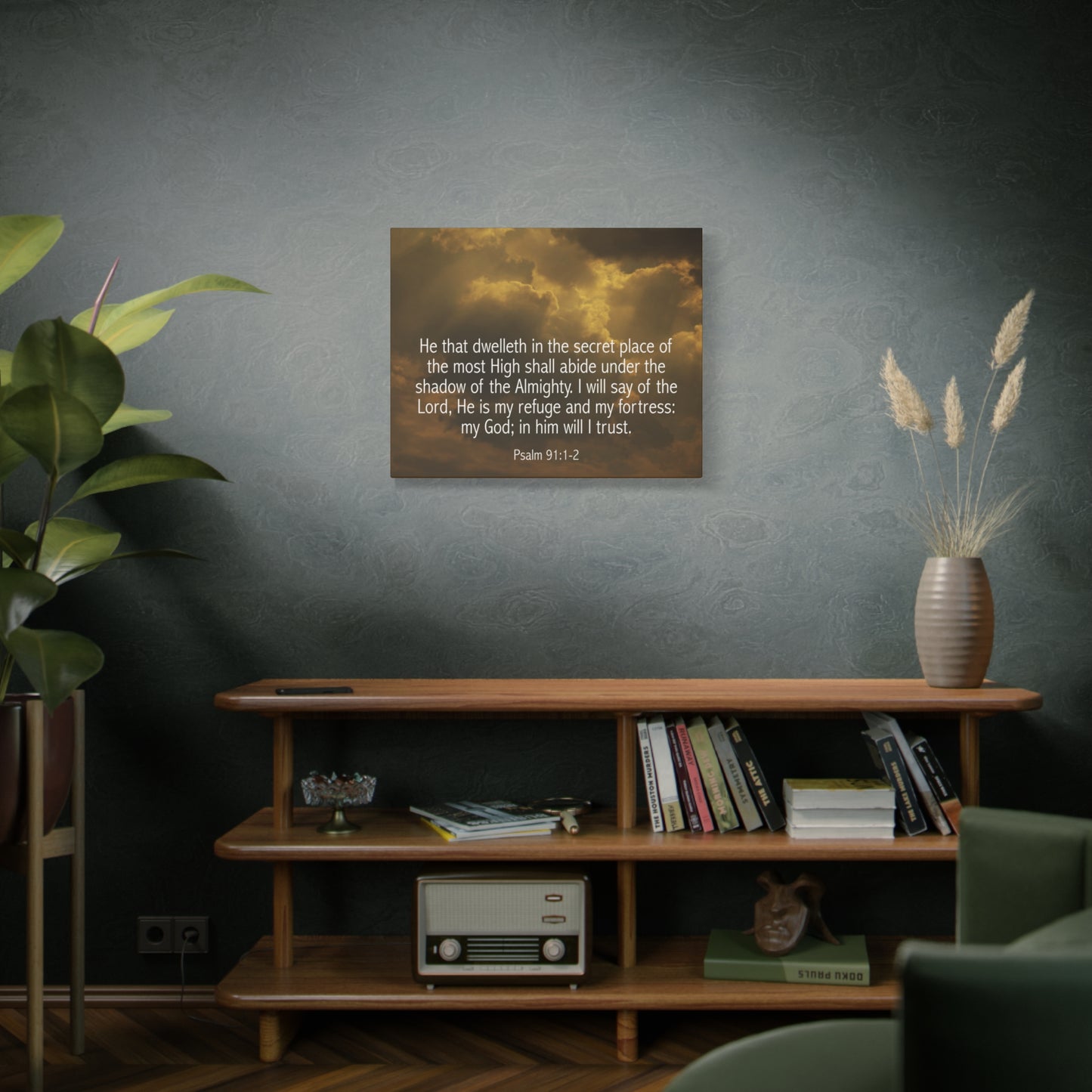 Bible Verse Canvas Secret Place Psalm 91:1-2 Christian Home Décor Wall Art Scripture Ready to Hang Faith Print