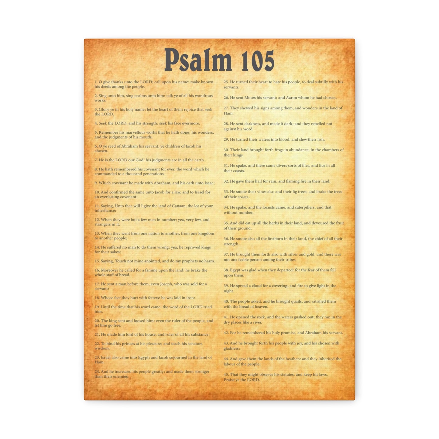 Psalm 105 Gold Bible Chapter Canvas Christian Wall Art Ready to Hang