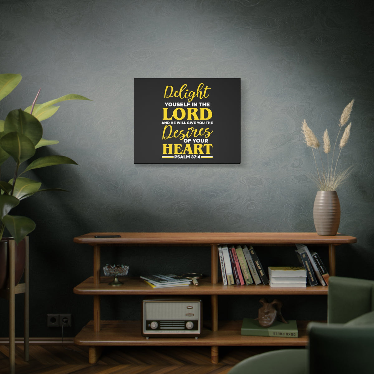 Scripture Canvas Desires Of Your Heart Psalm 37:4 Christian Wall Art Bible Verse Print Ready to Hang
