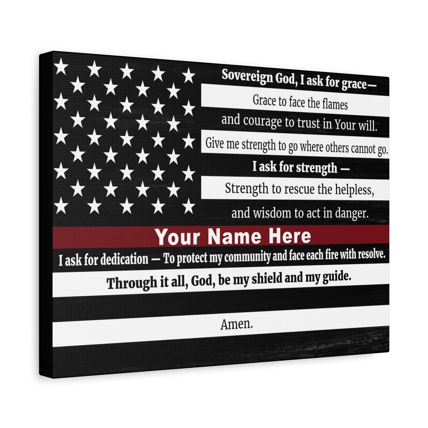 Personalized Firefighter's Prayer Bible Canvas Christian Wall Art Ready to Hang Unframed