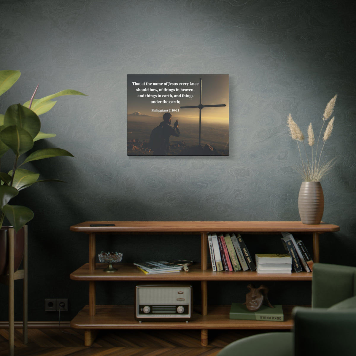 Scripture Canvas Every Knee Shall Bow Philippians 2:10-11 Christian Wall Art Bible Verse Print Ready to Hang