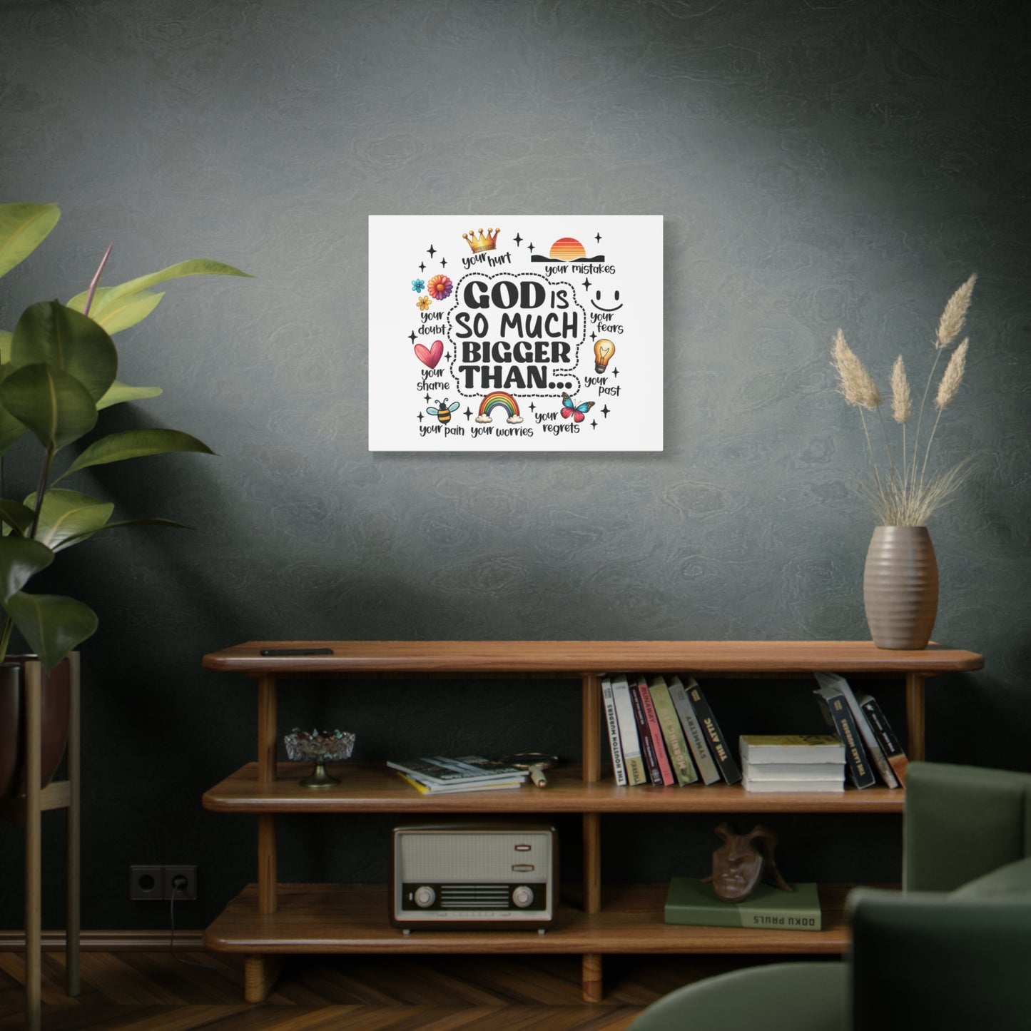Scripture Walls God Bigger Than Everything Bible Verse Canvas Christian Wall Art Ready to Hang Unframed
