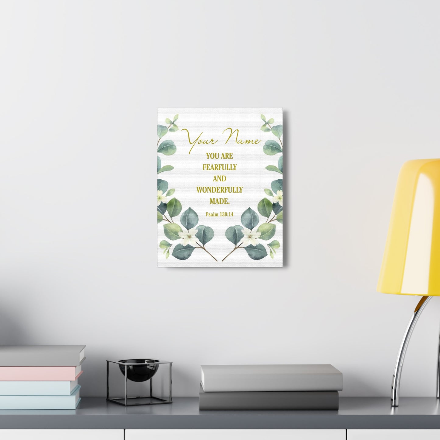 Personalized Psalm 139:14 Bible Verse Canvas Christian Wall Art Ready to Hang
