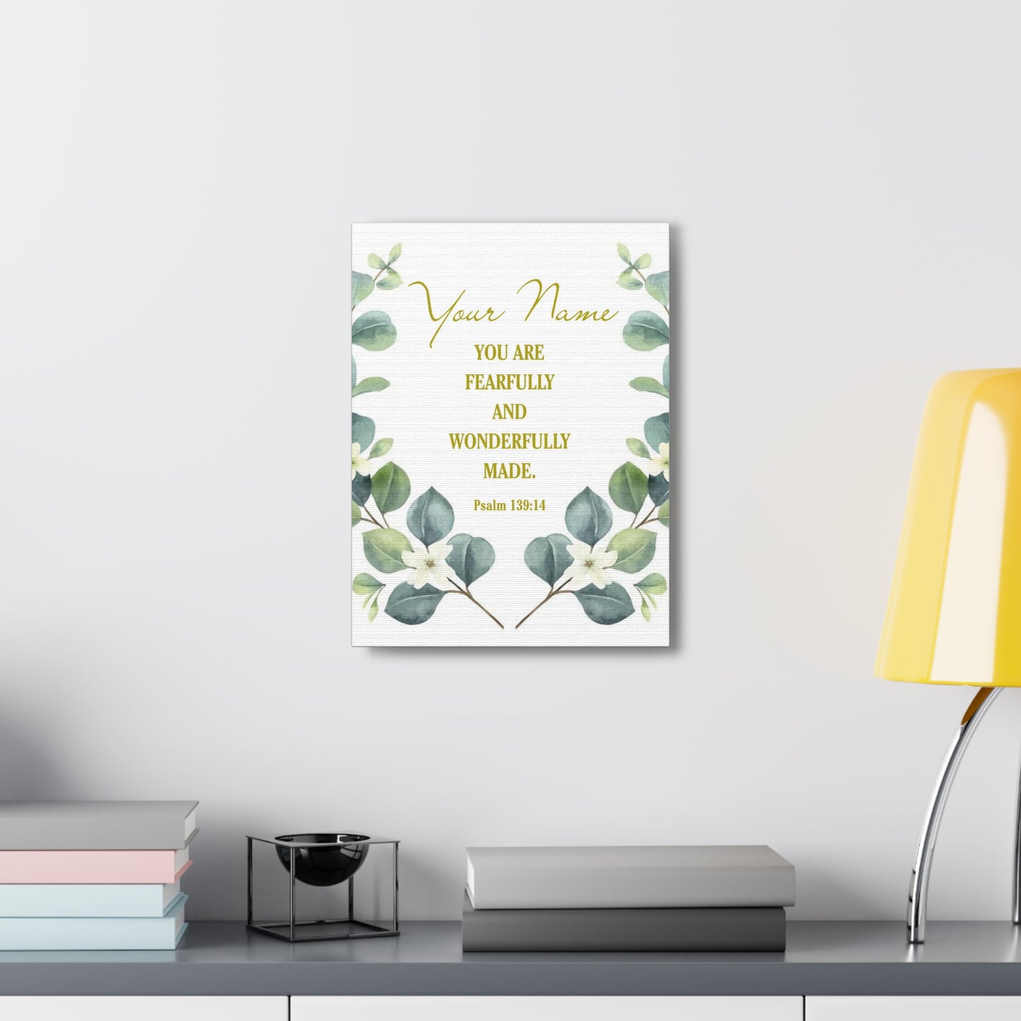Personalized Psalm 139:14 Bible Verse Canvas Christian Wall Art Ready to Hang