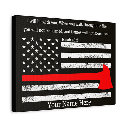 Scripture Walls Personalized Firefighter Isaiah 43:2 Bible Canvas Christian Wall Art Ready to Hang Unframed