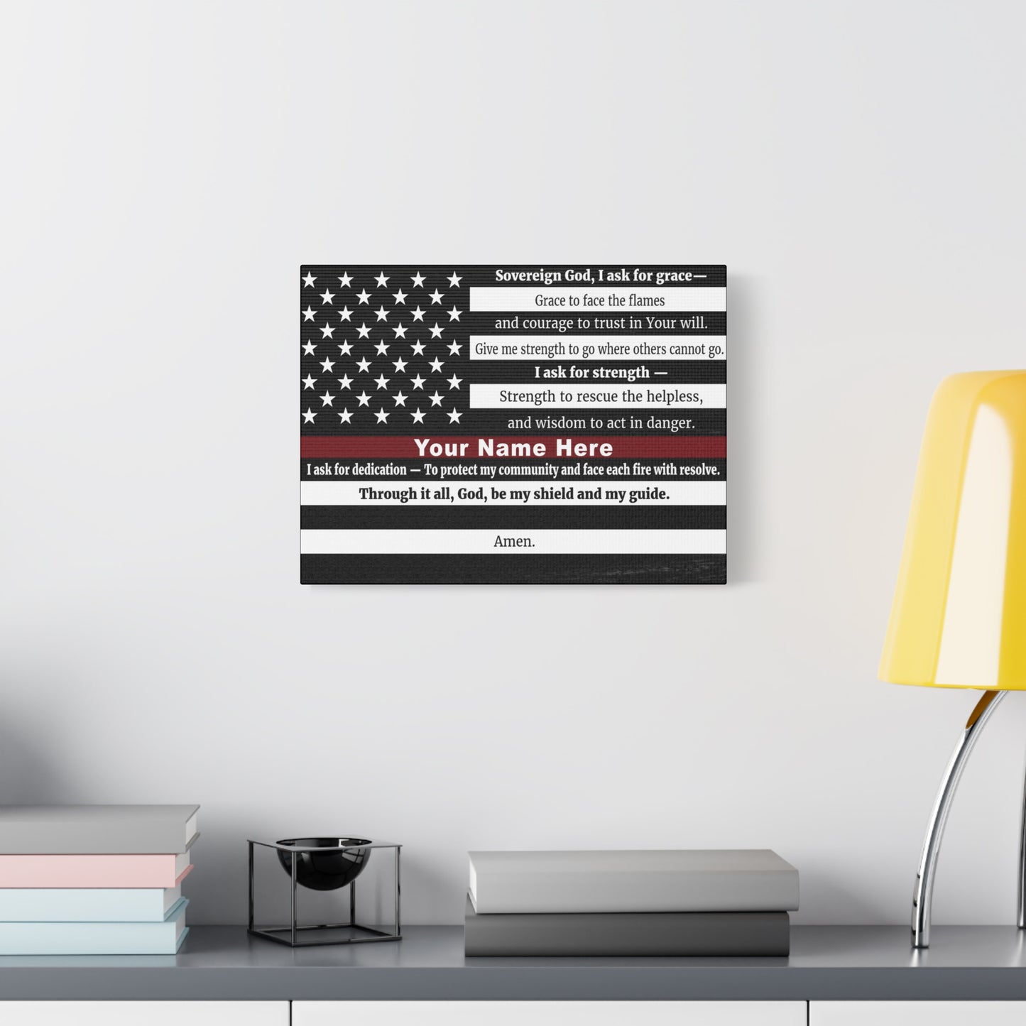 Personalized Firefighter's Prayer Bible Canvas Christian Wall Art Ready to Hang Unframed