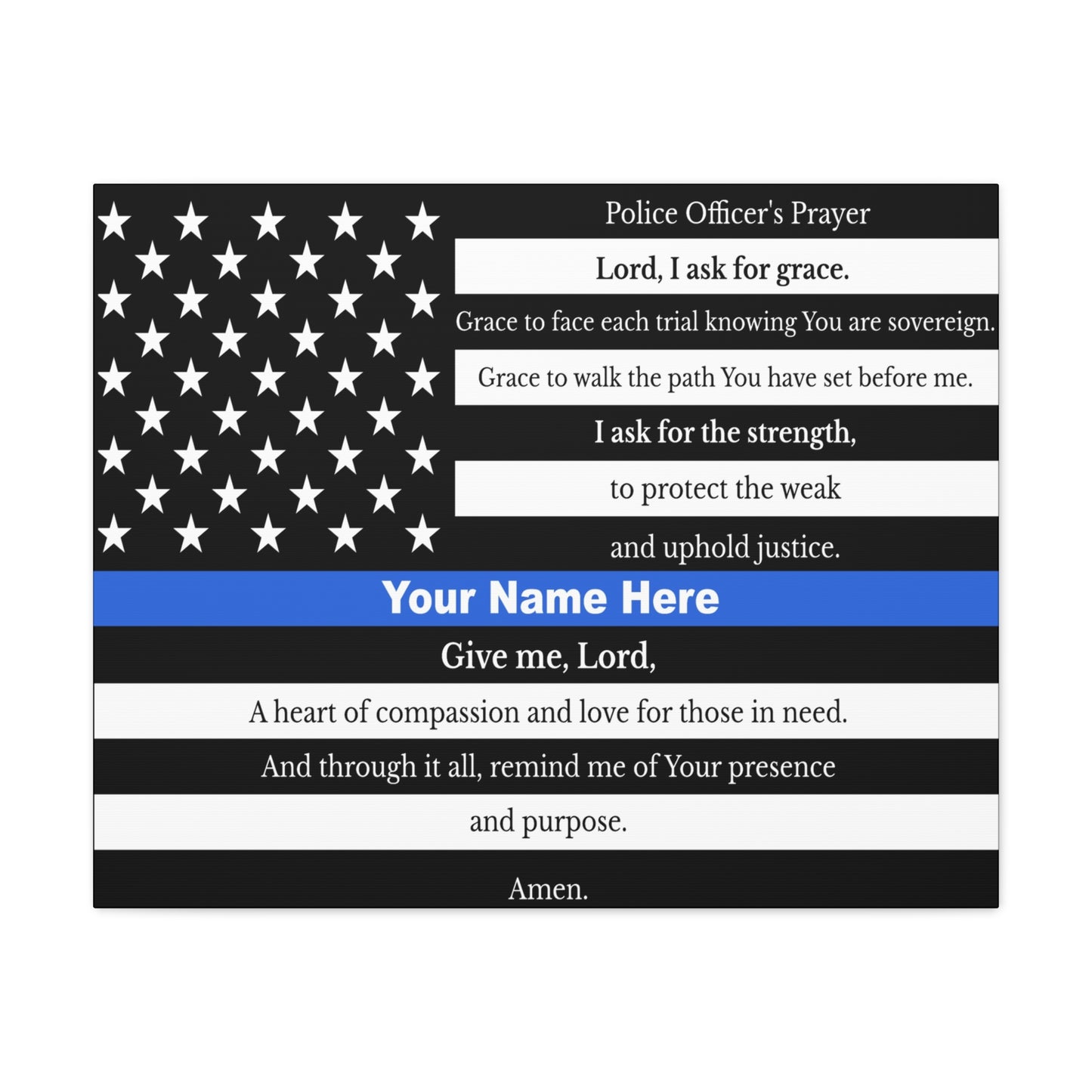 Personalized Police Prayer Bible Canvas Christian Wall Art Ready to Hang Unframed