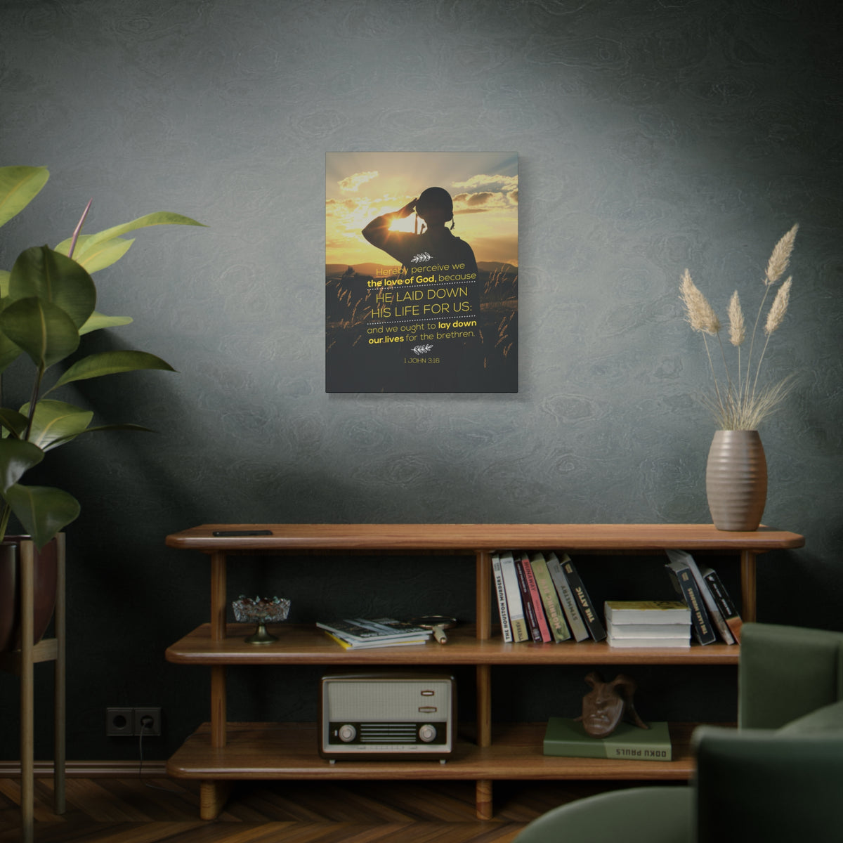 Scripture Canvas Laid Down His 1 John 3:16 Life Christian Wall Art Bible Verse Print Ready to Hang