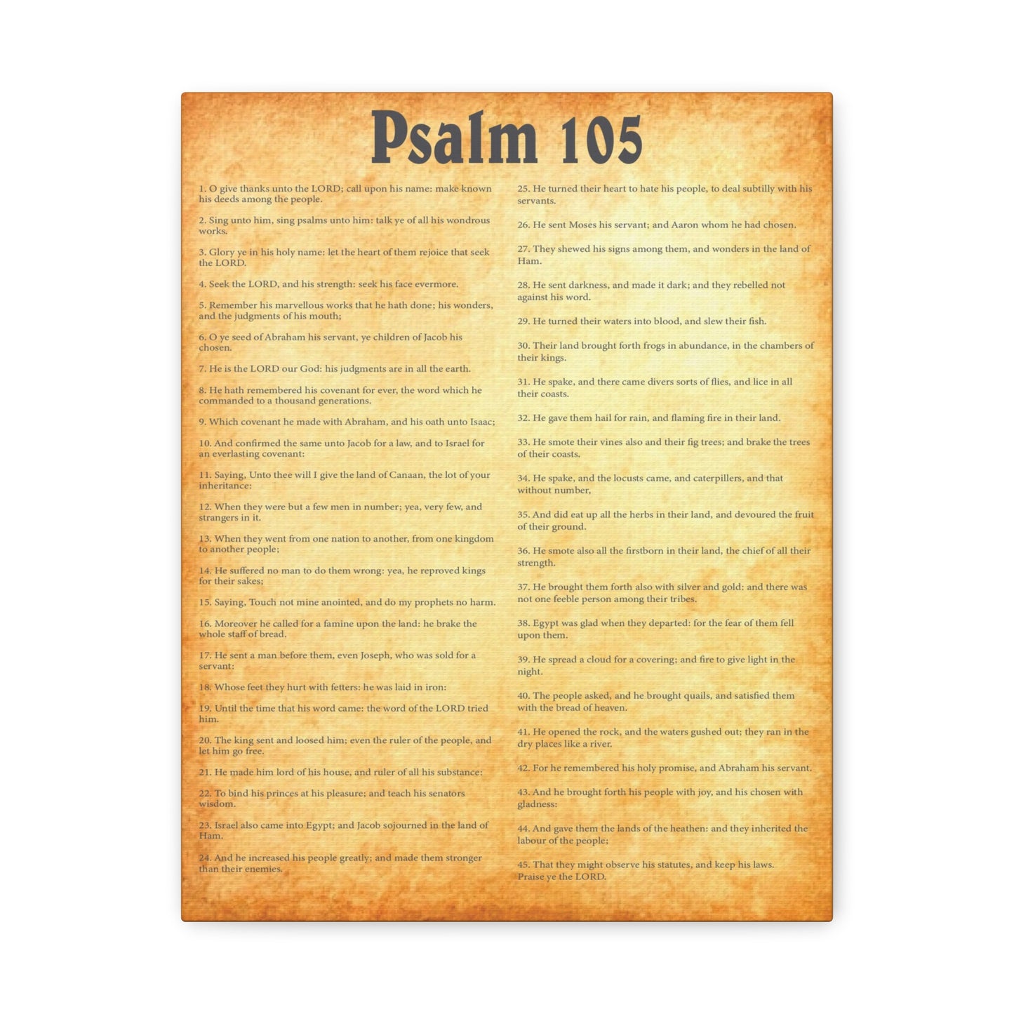Psalm 105 Gold Bible Chapter Canvas Christian Wall Art Ready to Hang