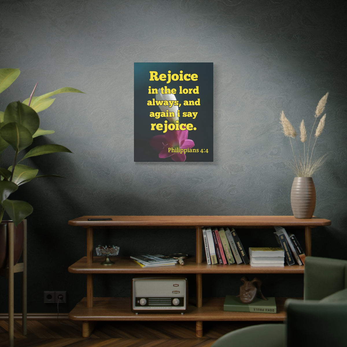 Scripture Canvas In The Lord Always Philippians 4:4 Christian Wall Art Bible Verse Print Ready to Hang