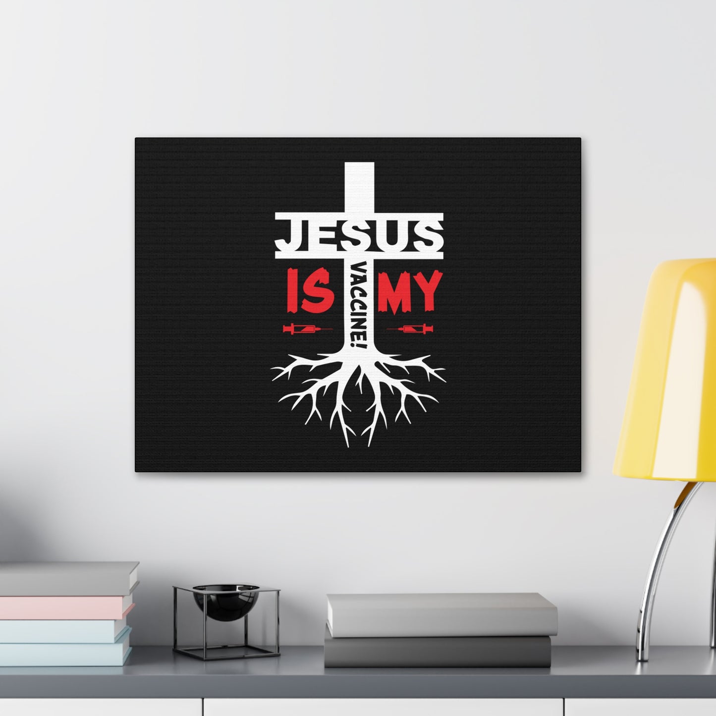 Jesus Is My Vaccine 1 Peter 2:24 Red Christian Wall Art Bible Verse Print Ready to Hang