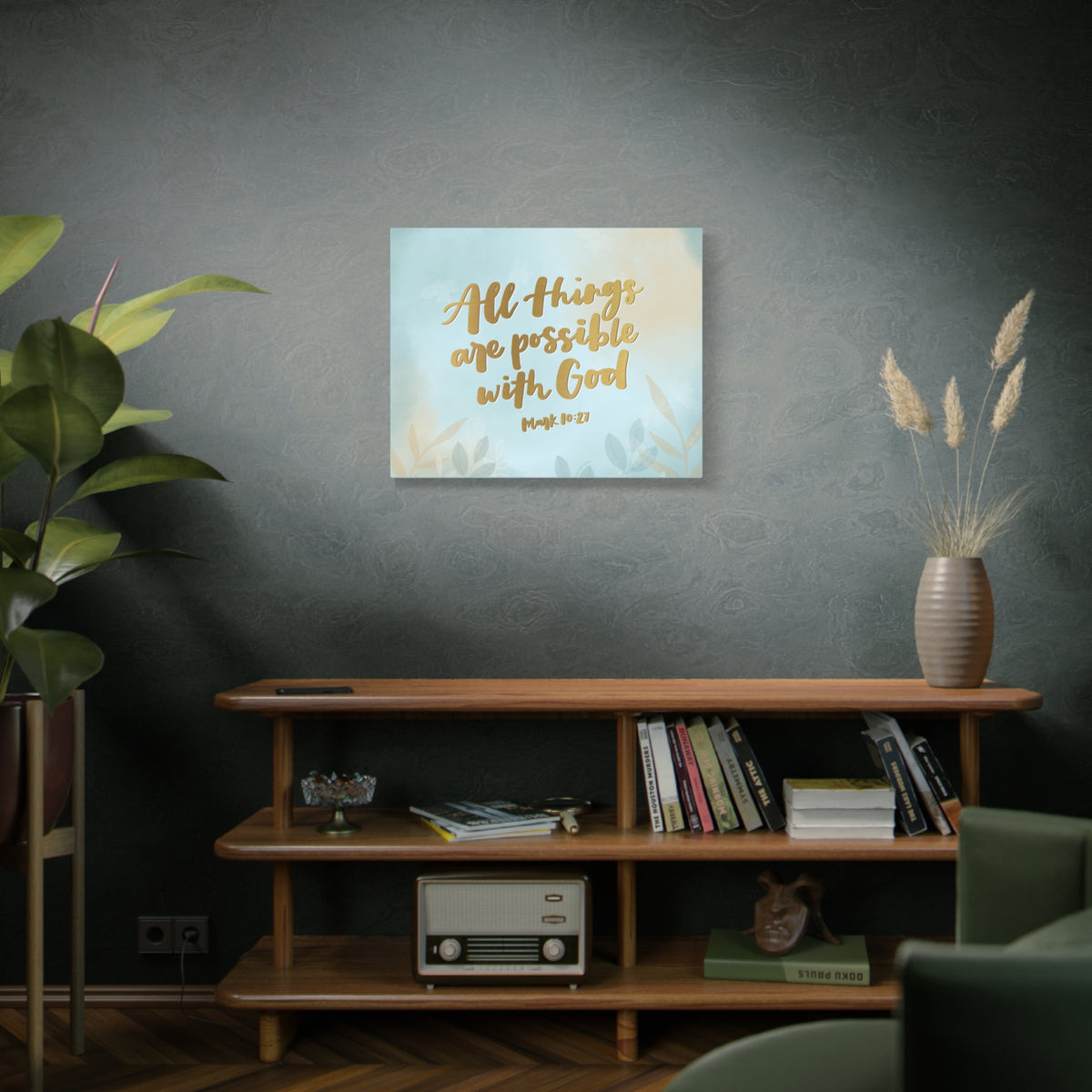 Scripture Canvas Possible With God Mark 10:27 Christian Wall Art Bible Verse Print Ready to Hang