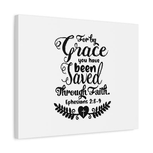 Scripture Canvas For By Grace Ephesians 2:8-9 Christian Wall Art Bible Verse Print Ready to Hang