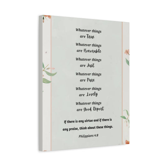 Scripture Canvas Whatsoever Things Are Philippians 4:8 Christian Wall Art Bible Verse Print Ready to Hang