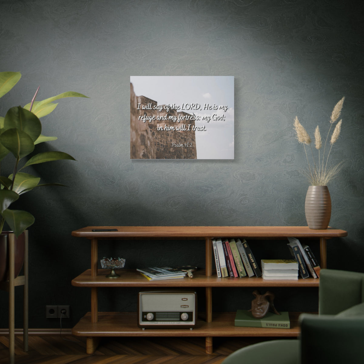 Scripture Canvas My Fortress Psalms 91:2 Christian Wall Art Bible Verse Print Ready to Hang
