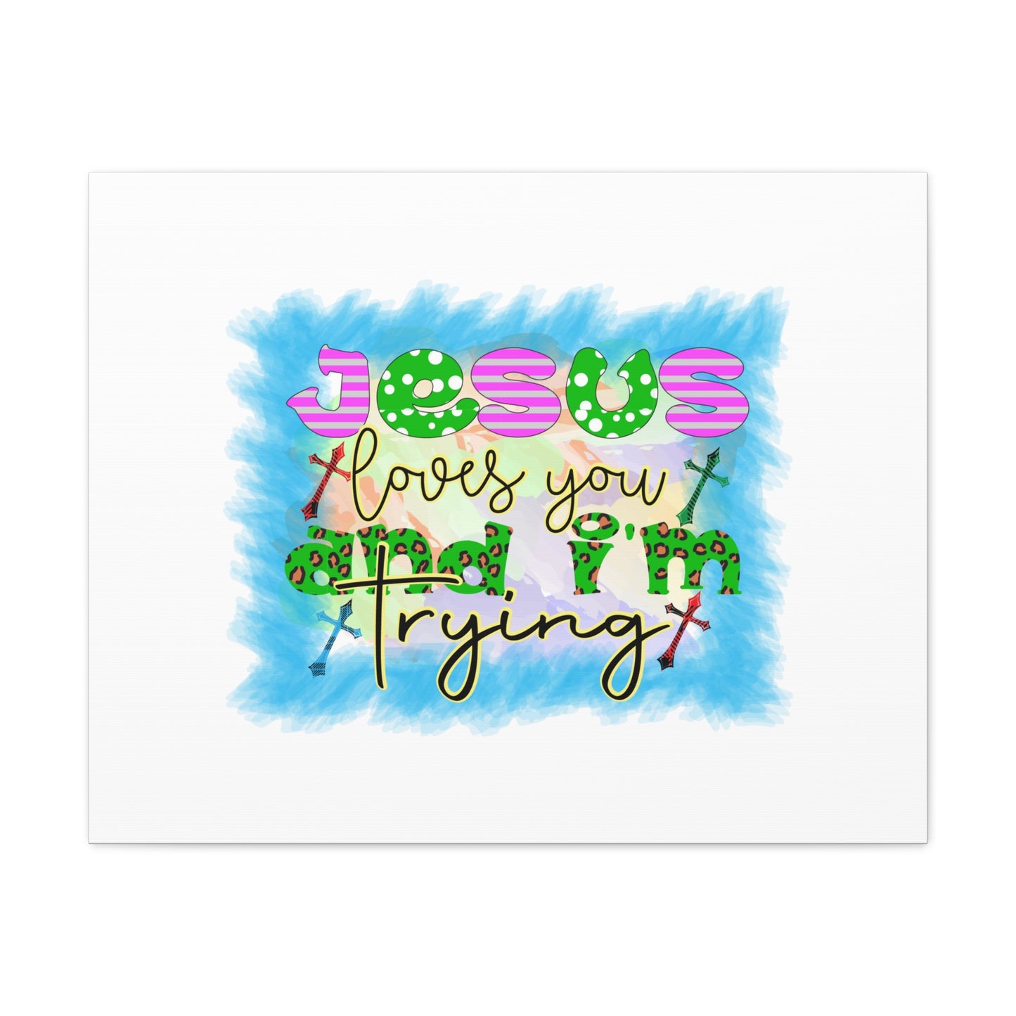 Jesus Loves You John 15:12 Blue Square Christian Wall Art Bible Verse Print Ready to Hang
