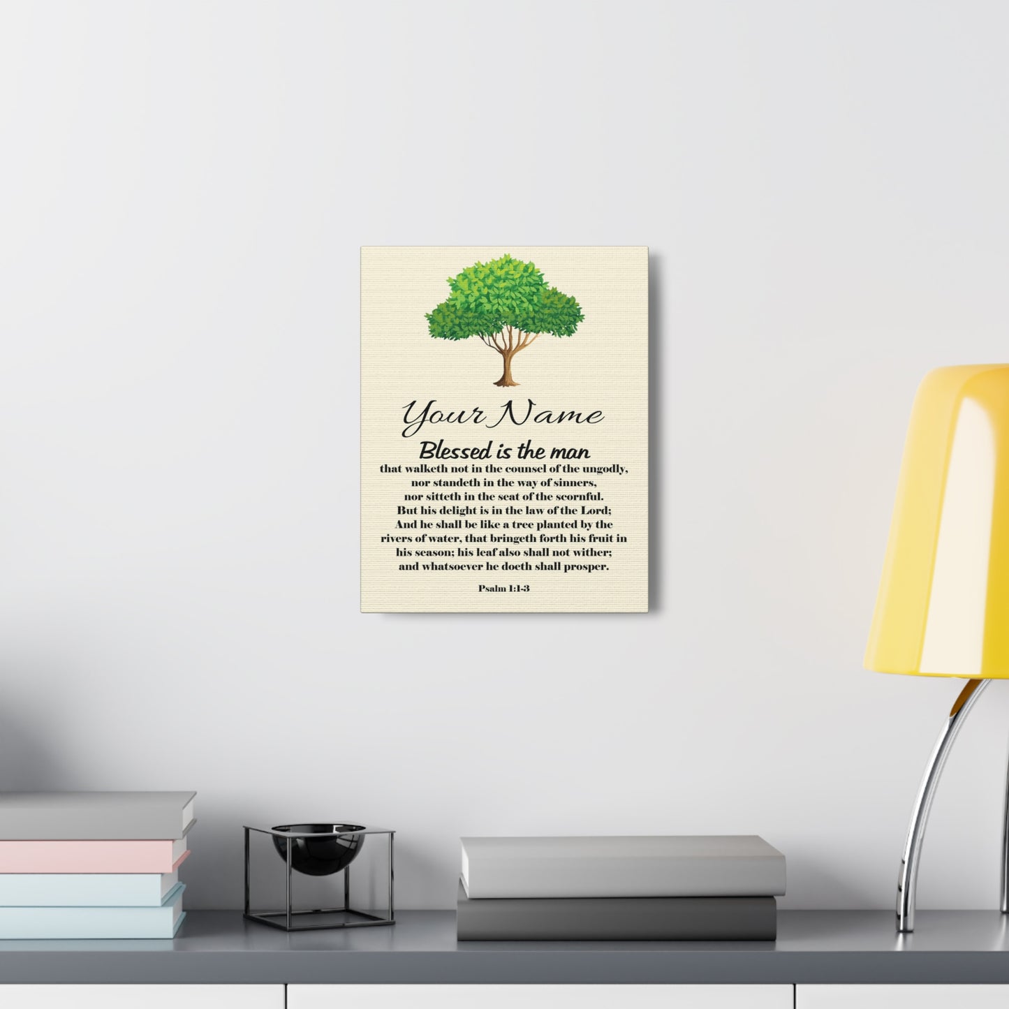 Personalized Blessed is the Man Psalm 1:1-3 Bible Chapter Canvas Christian Wall Art Ready to Hang