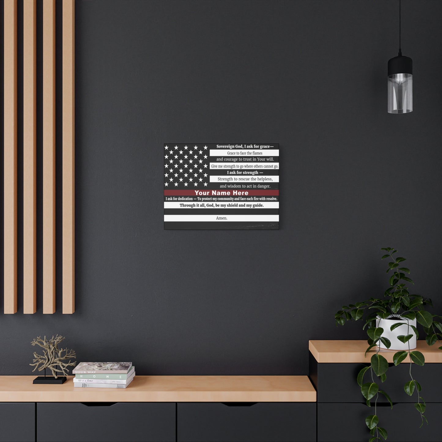 Personalized Firefighter's Prayer Bible Canvas Christian Wall Art Ready to Hang Unframed