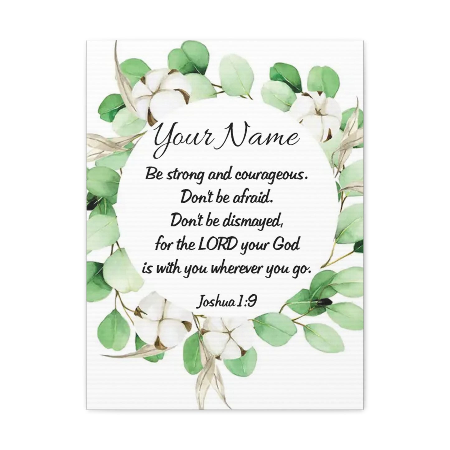 Personalized Joshua 1:9 Bible Chapter Canvas Christian Wall Art Ready to Hang