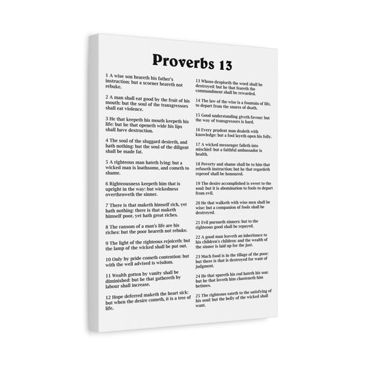 Scripture Walls Proverbs Chapter 13 White Bible Canvas Christian Wall Art Ready to Hang Unframed
