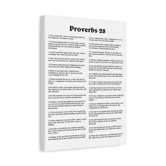 Scripture Walls Proverbs Chapter 28 White Bible Canvas Christian Wall Art Ready to Hang Unframed