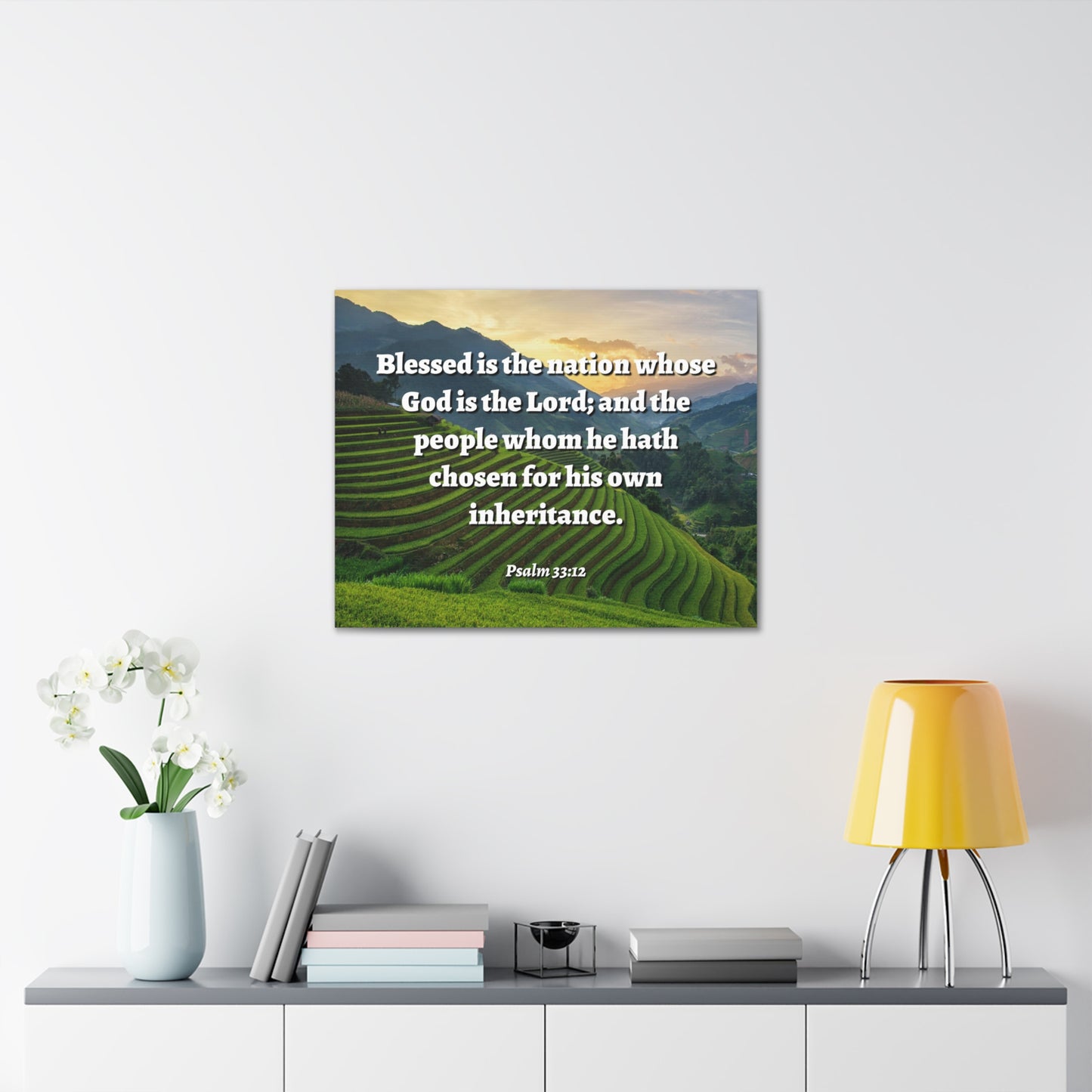 Blessed Is The Nation Psalm 33:12 Bible Verse Canvas Christian Wall Art Ready to Hang