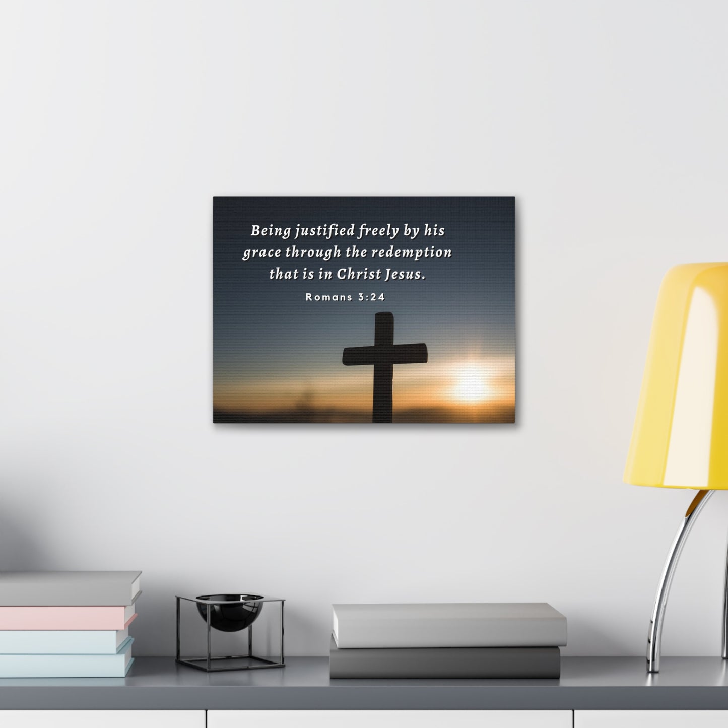 Redeemed Romans 3:24 Bible Verse Canvas Christian Wall Art Ready to Hang