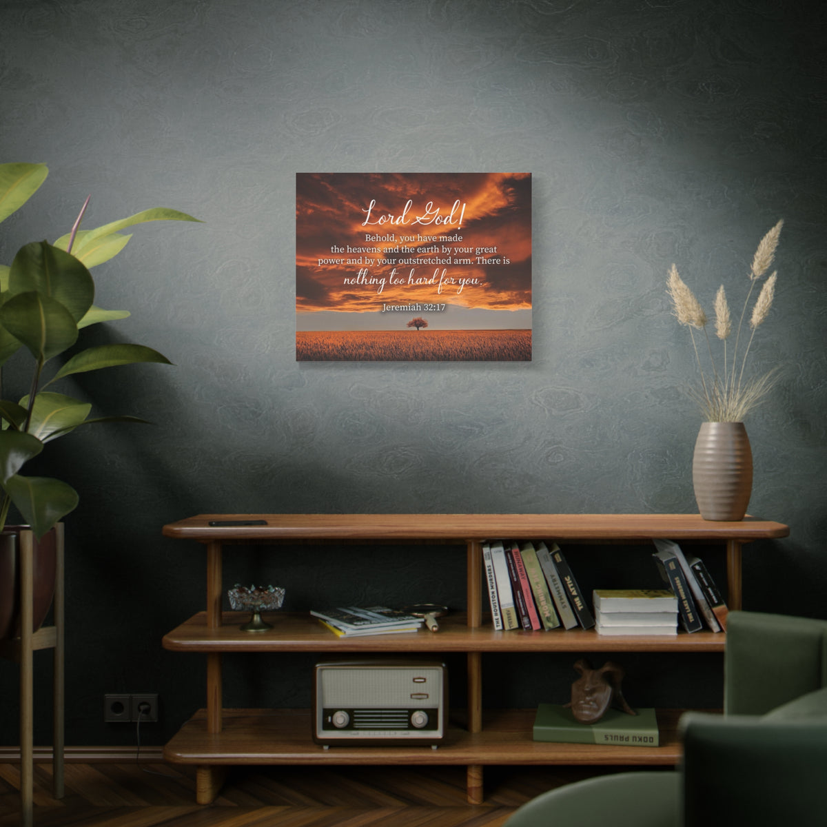 Scripture Canvas Great Power Jeremiah 32:17 Christian Wall Art Bible Verse Print Ready to Hang
