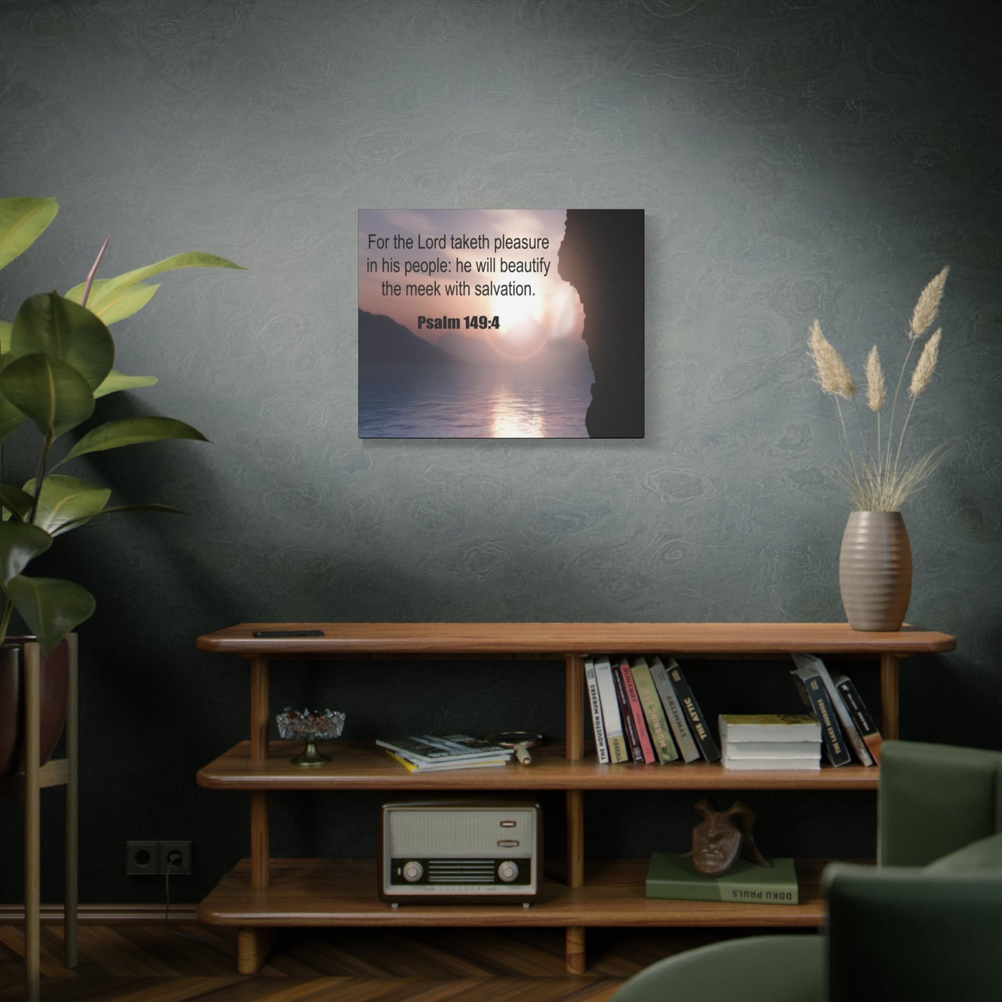 Scripture Canvas Beutify the Meek Psalm 149:4 Christian Wall Art Bible Verse Print Ready to Hang