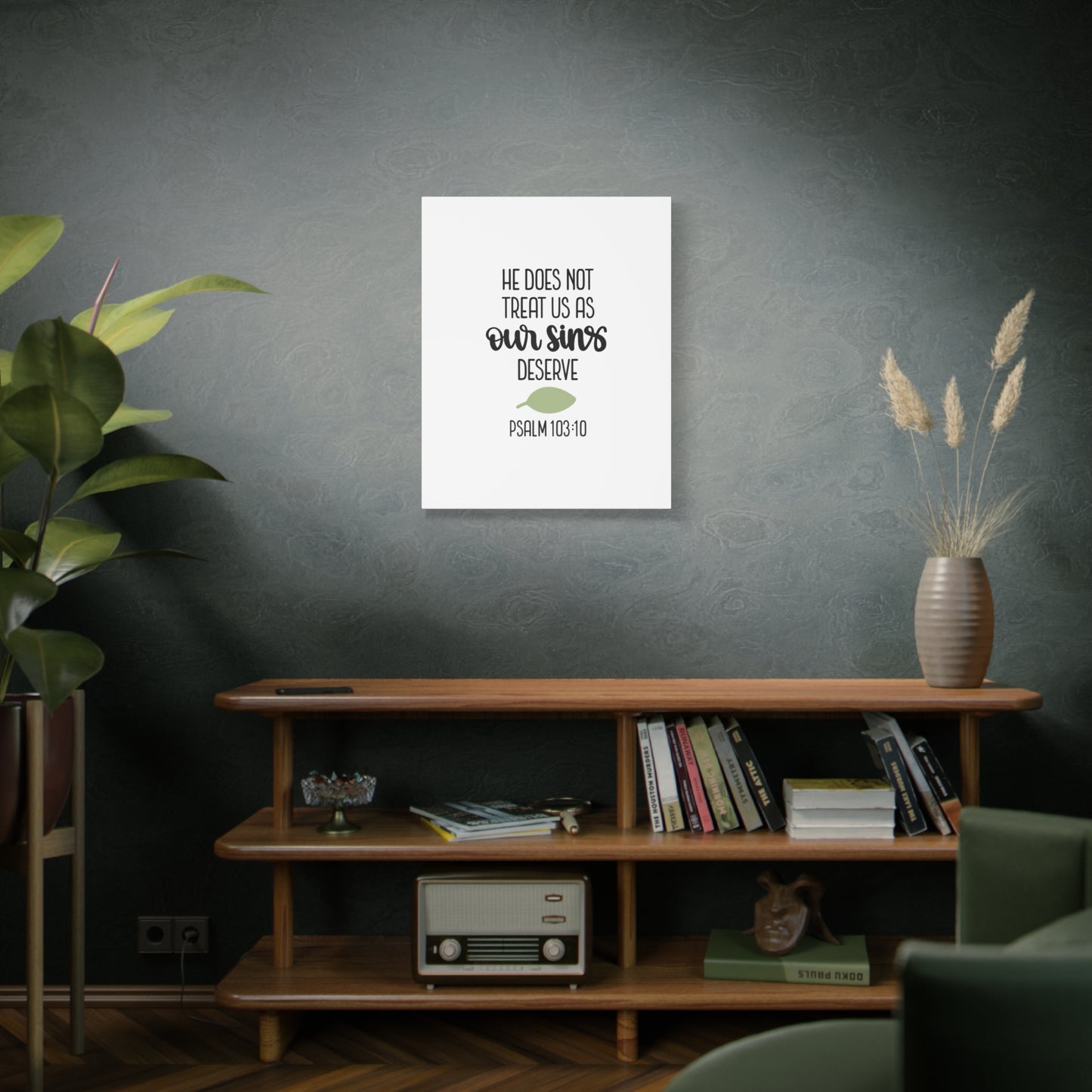 Scripture Canvas Our Sins Psalm 103:10 Christian Wall Art Bible Verse Print Ready to Hang