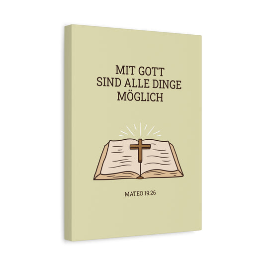 Scripture Walls Mateo 19:26 German Bible Verse Canvas Christian Wall Art Ready to Hang Unframed
