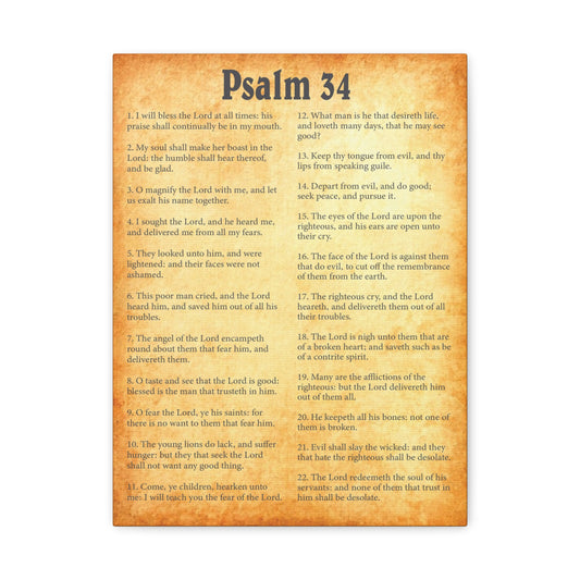 Scripture Walls Psalm 34 Gold Bible Chapter Canvas Christian Wall Art Ready to Hang