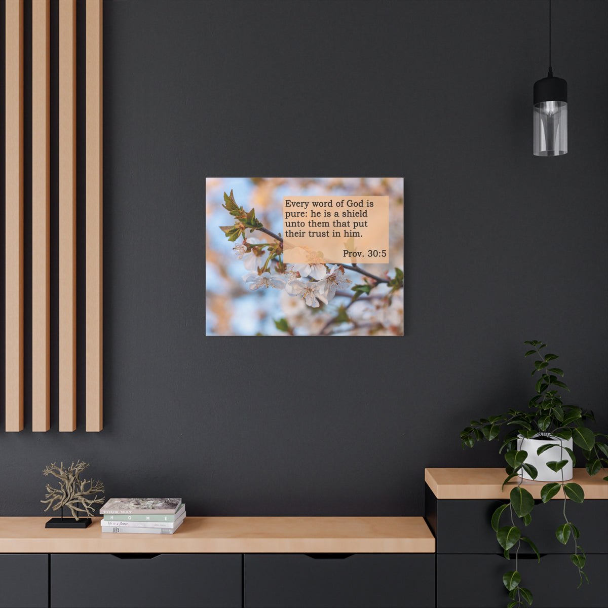 Scripture Canvas He Is A Shield Proverbs 30:5 Christian Wall Art Bible Verse Print Ready to Hang