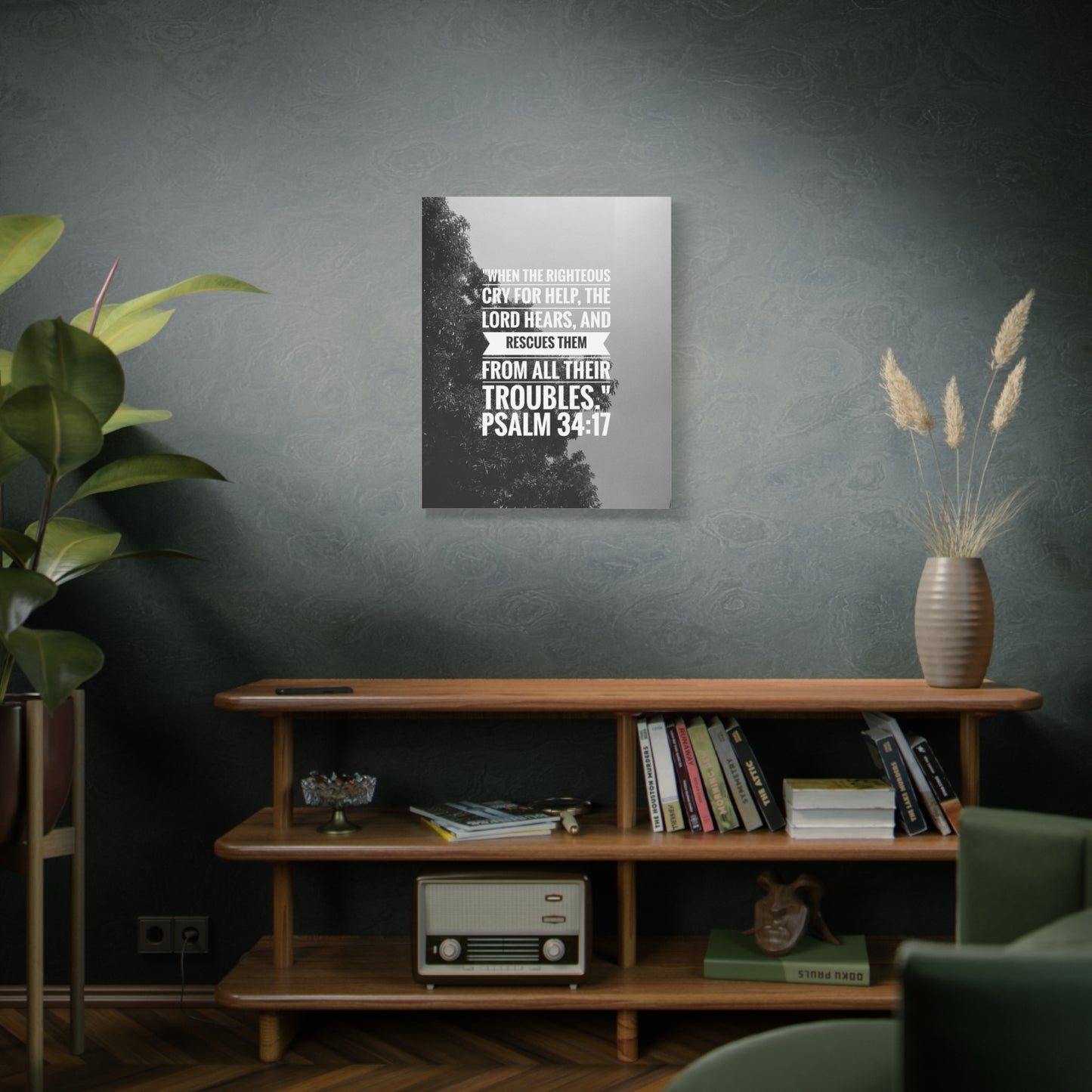 Scripture Canvas Rescues Them Psalm 34:17 Christian Wall Art Bible Verse Print Ready to Hang