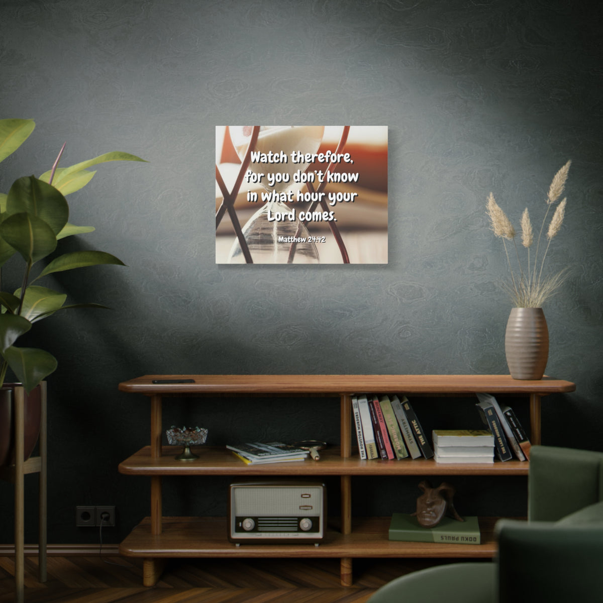 Scripture Canvas Hour Matthew 24:42 Christian Wall Art Bible Verse Print Ready to Hang