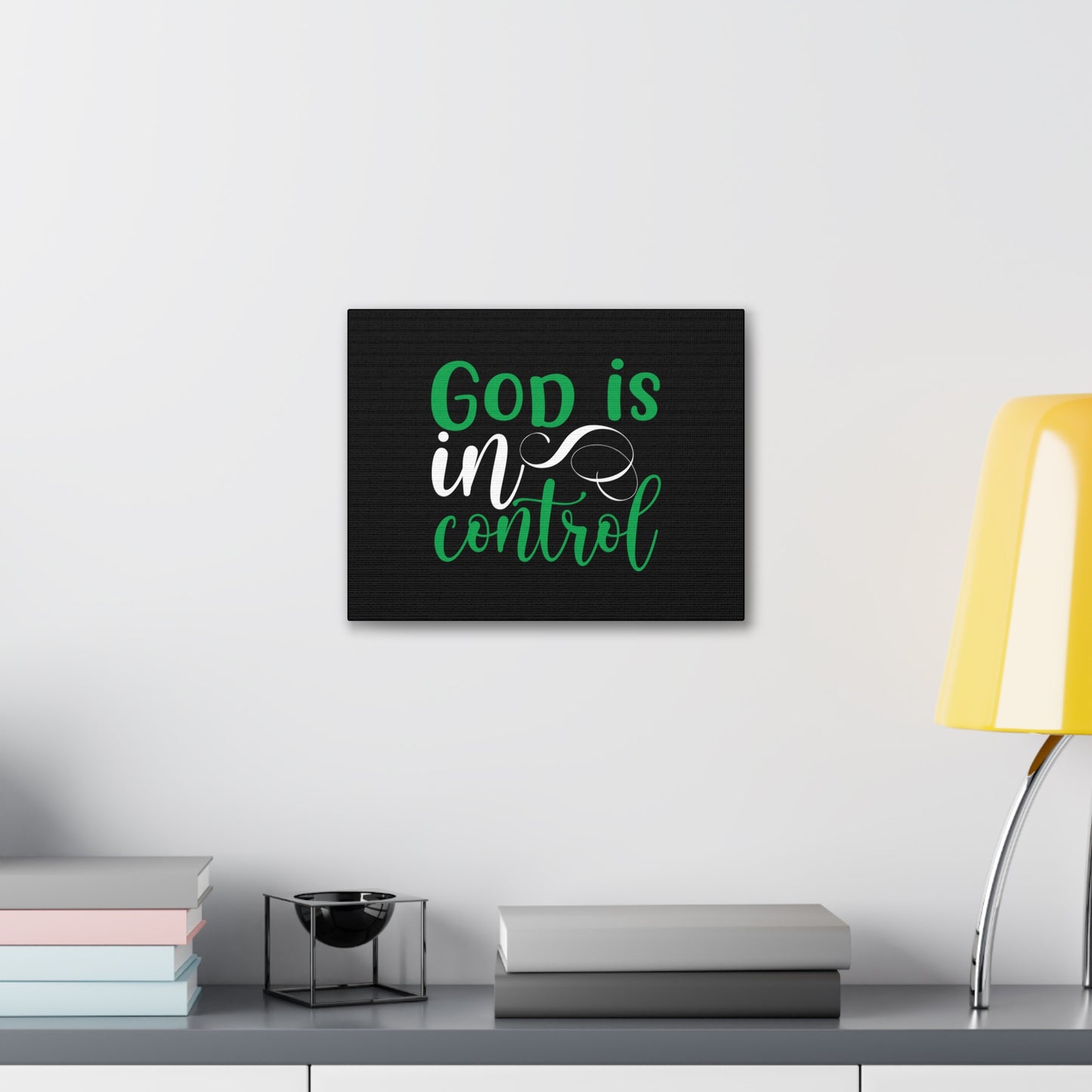 God Is In Control Psalm 27:1 Green Christian Wall Art Bible Verse Print Ready to Hang
