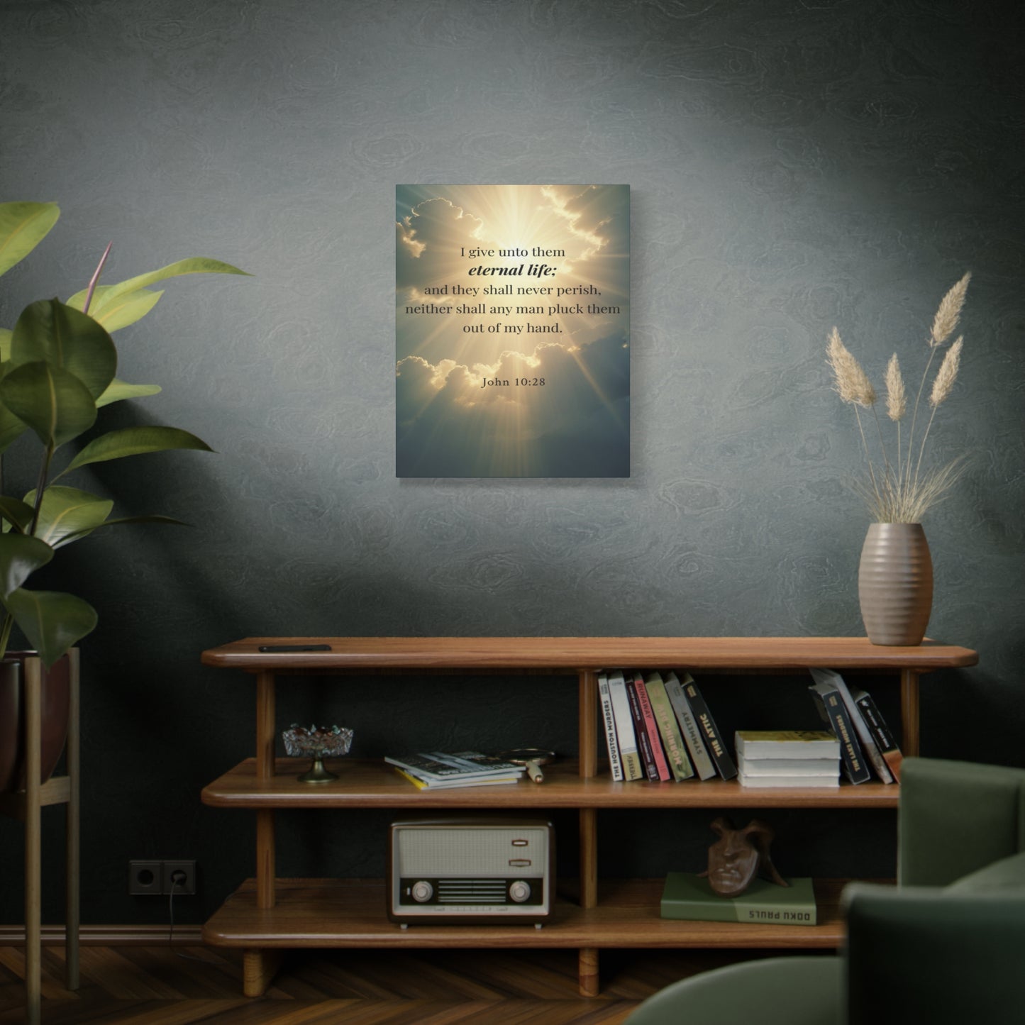 Scripture Walls John 10:28 Eternal Assurance Bible Verse Canvas Christian Wall Art Ready to Hang Unframed