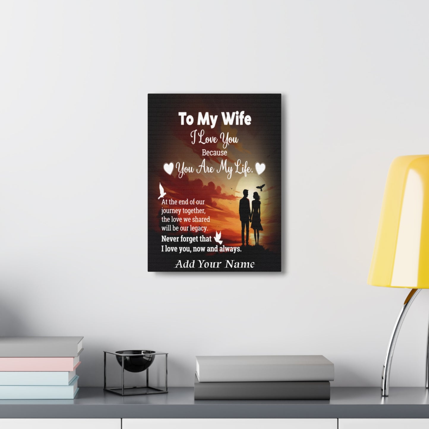 Personalized To My Wife Sunset Romance Canvas Wall Art - Heartfelt Gift of Love & Legacy