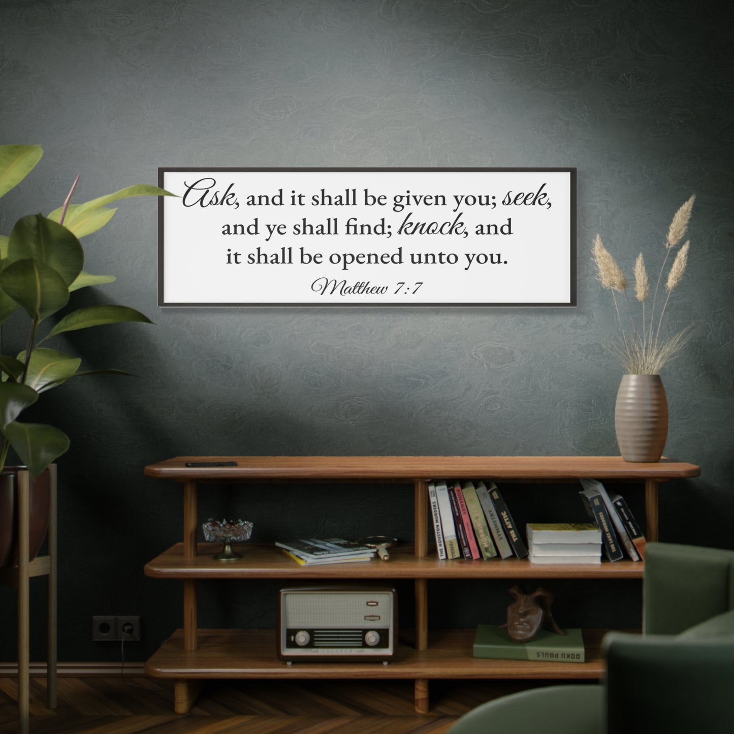Scripture Walls Matthew 7:7 White Bible Verse Canvas Christian Wall Art Ready to Hang Unframed