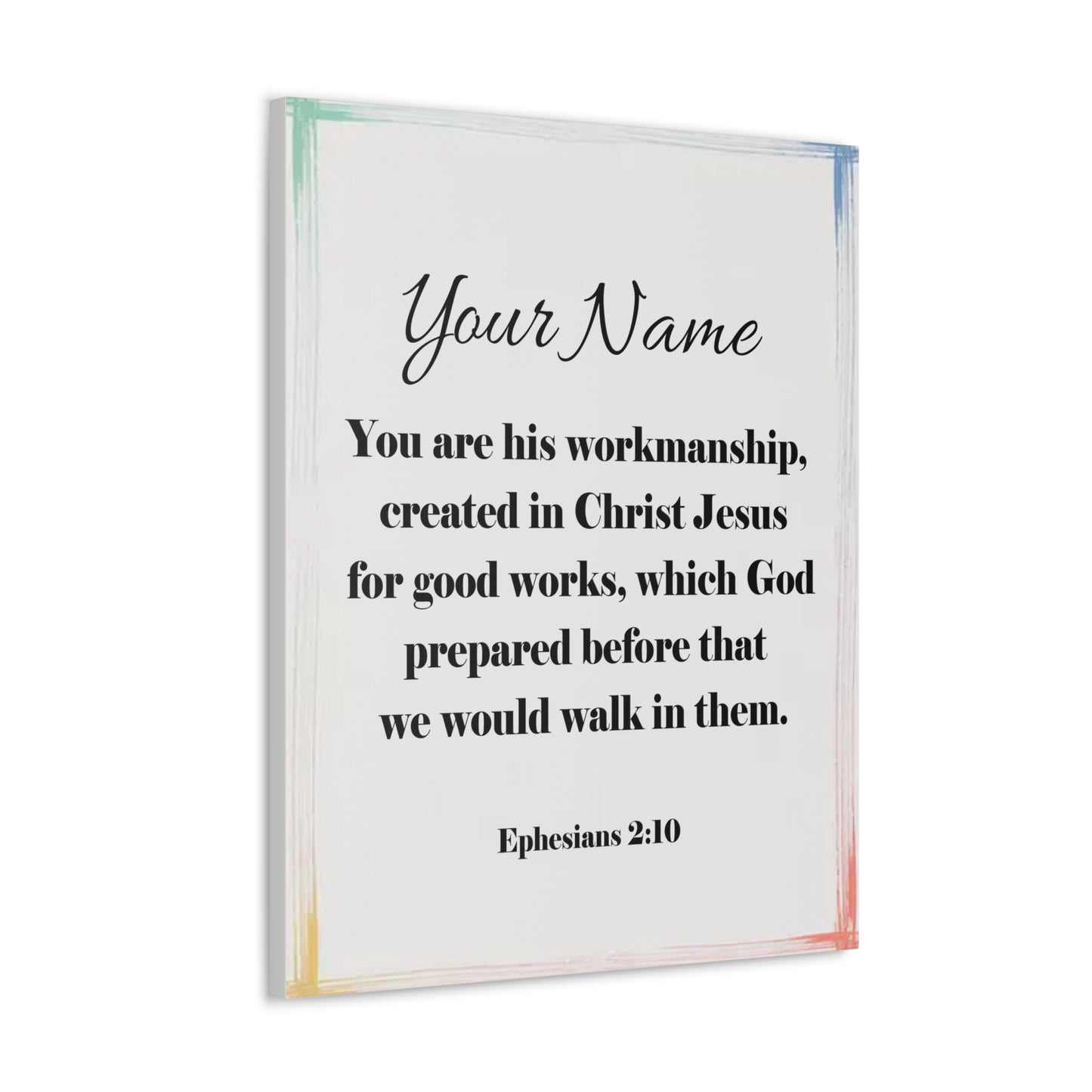 Personalized Ephesians 2:10 Bible Chapter Canvas Christian Wall Art Ready to Hang