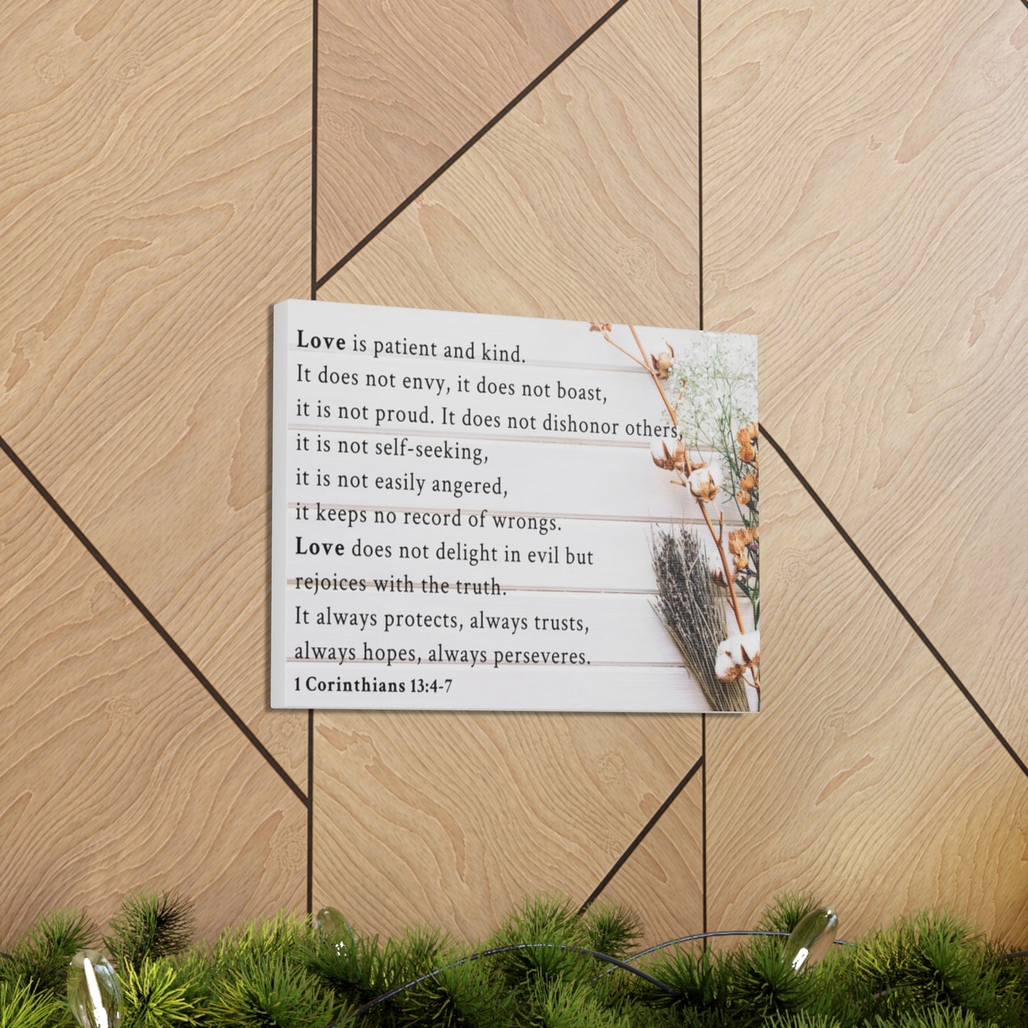 Love is 1 Corinthians 13:4-7 Bible Verse Canvas Christian Wall Art Ready to Hang Unframed