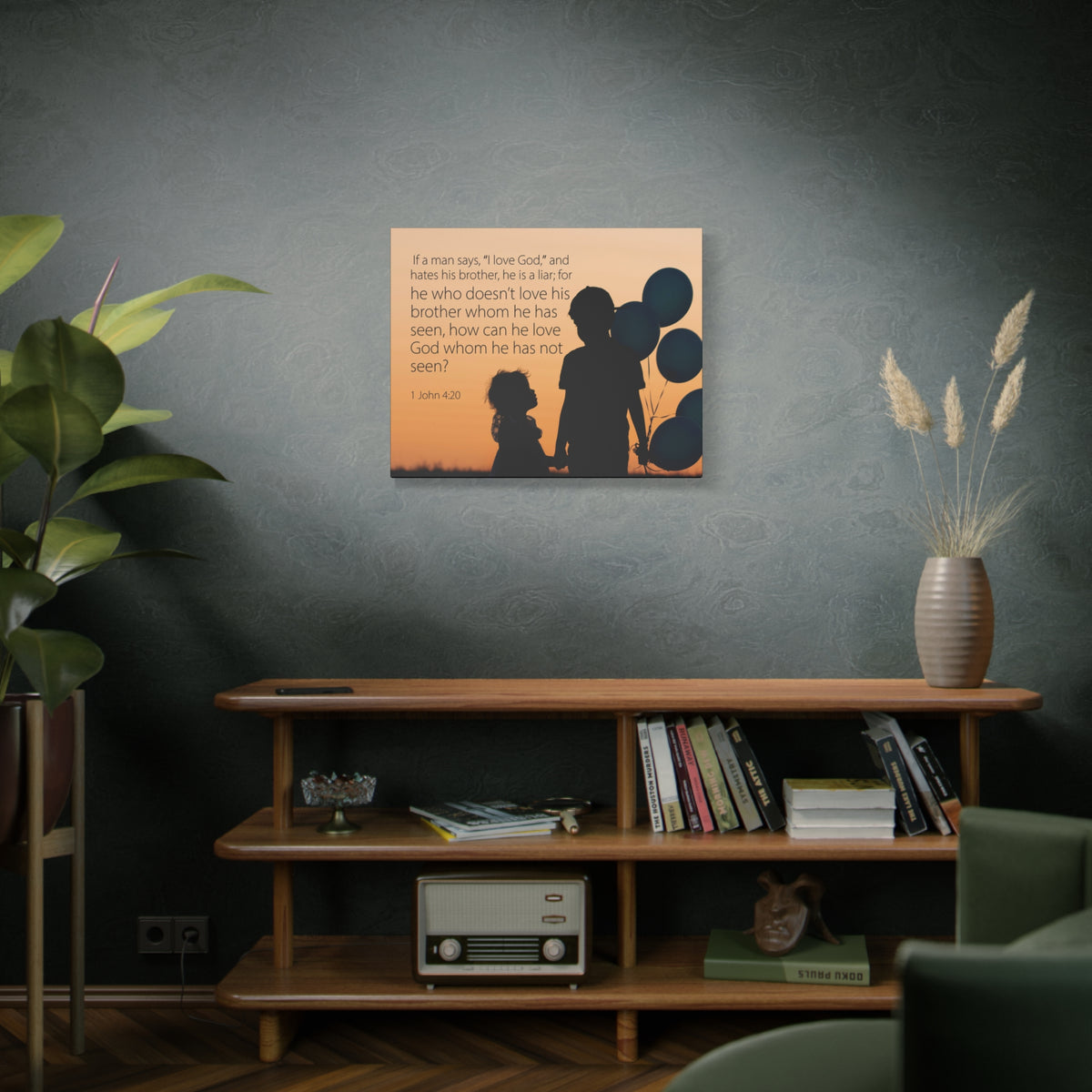 Scripture Canvas I Love God 1 John 4:20 Christian Wall Art Bible Verse Print Ready to Hang