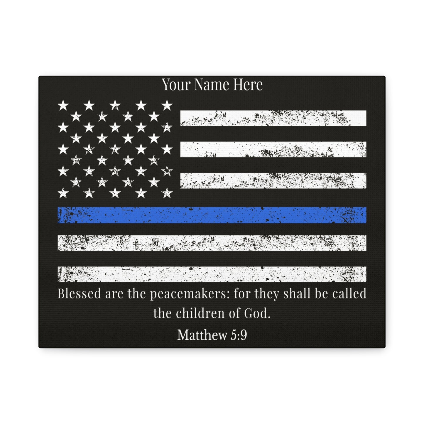 Personalized Matthew 5:9 Police Officer Badge Bible Canvas Christian Wall Art Ready to Hang Unframed