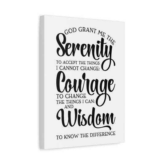 Scripture Canvas Serenity, Courage, Wisdom Psalm 27:14 Christian Wall Art Print Ready to Hang